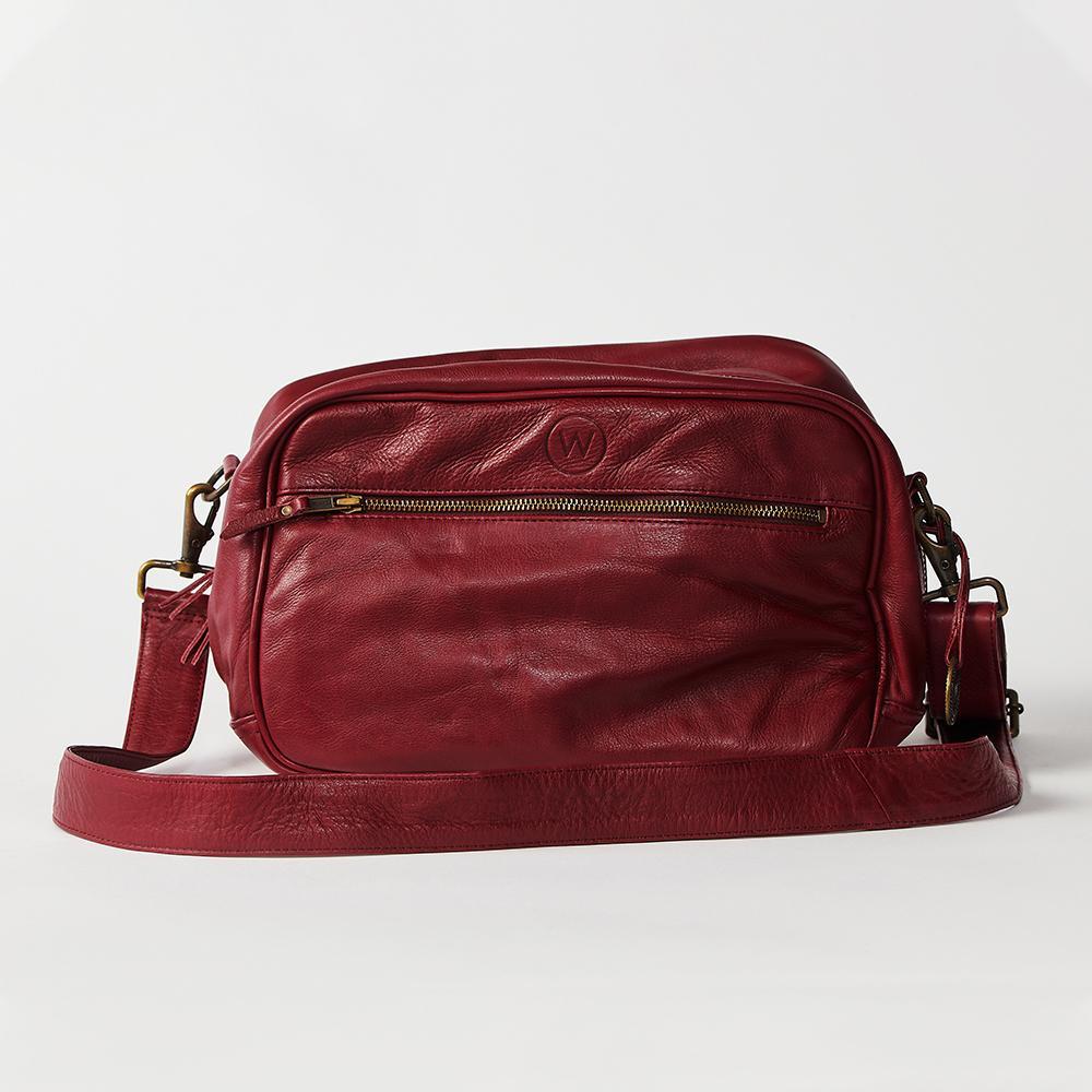 Leather camera case 2022 collection red salsa outlet